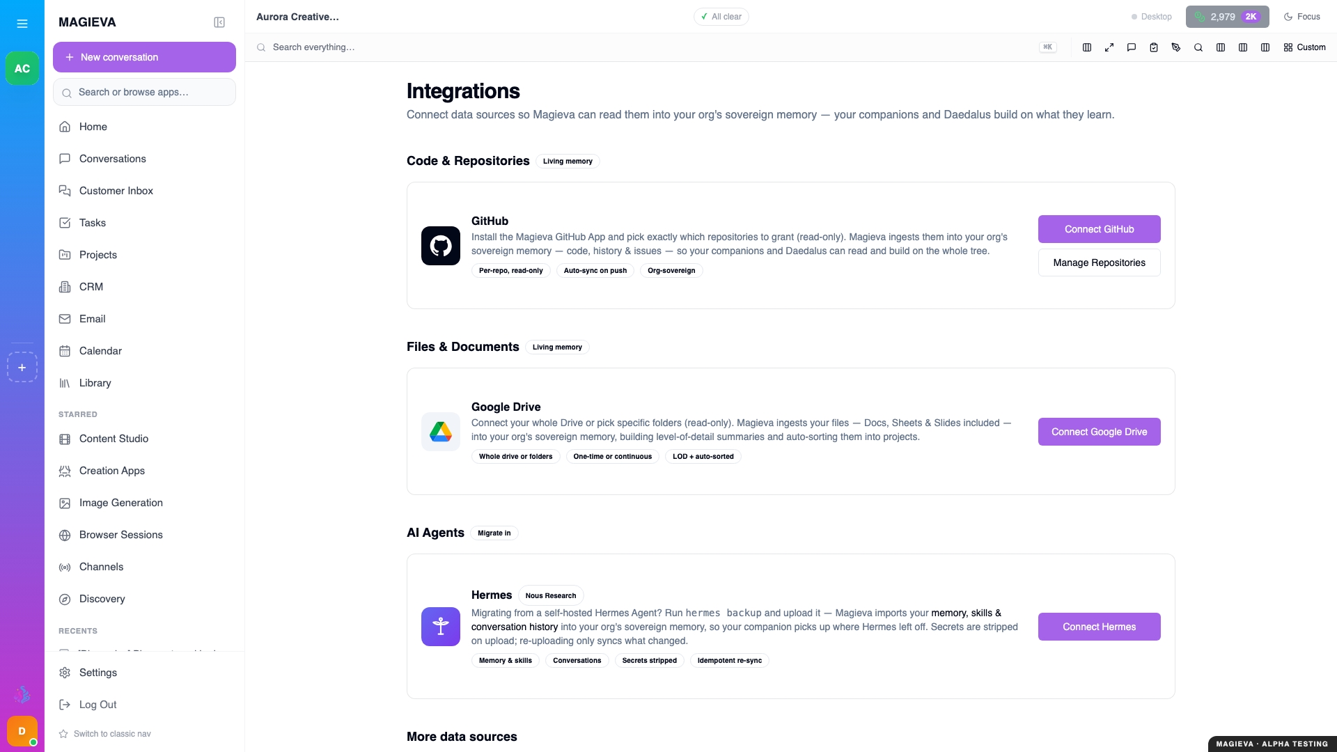 Step 1 — the Integrations page, at 1920×1080
