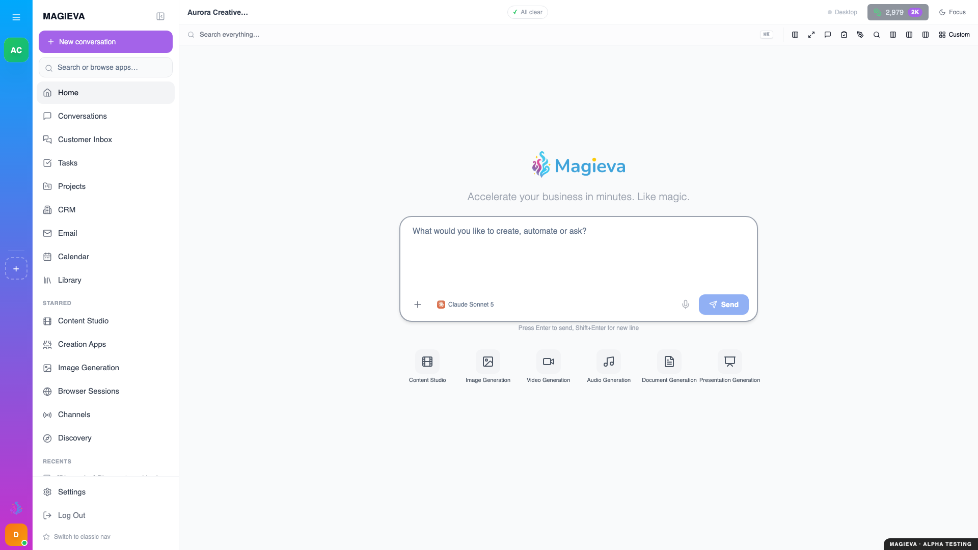 Step 2 — the home page after choosing your organization, at 1920×1080